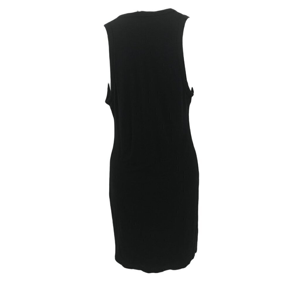 Standard James Perse Black Knit Sleeveless Deep V Neck Dress Size 3 L Knee - Picture 2 of 11
